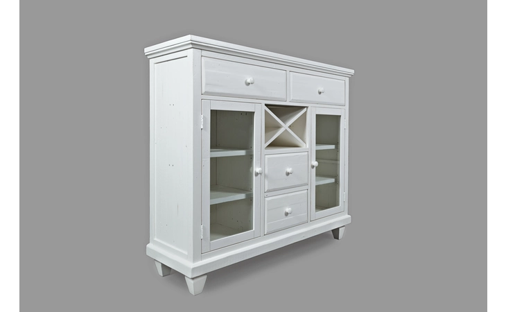 647-95 MADAKET COLLECTION SERVER W 4 DRAWERS, 2 GLASS DOORS, REMOVABLE WINE STORAGE- ASSEMBLED