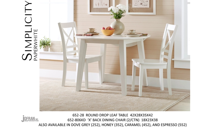 652-28 SIMPLICITY COLLECTION ROUND DROP LEAF TABLE SIMPLICITY COLLECTION