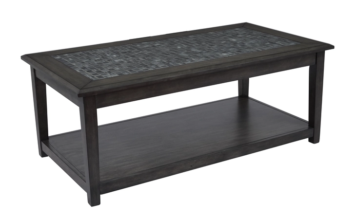 GREY MOSAIC COLLECTION COFFEE TABLE W/SHELF- CASTERED GREY MOSAIC COLLECTION JOFRAN  1798-1