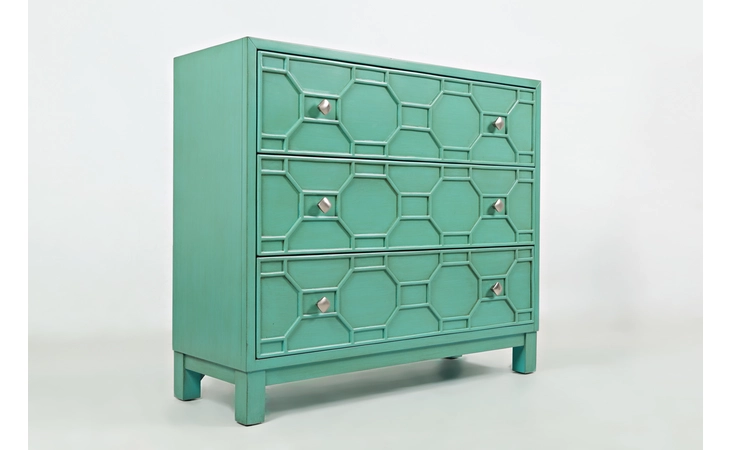 1430-40 MATRIX COLLECTION 3 DRAWER ACCENT CHEST - TURQUOISE