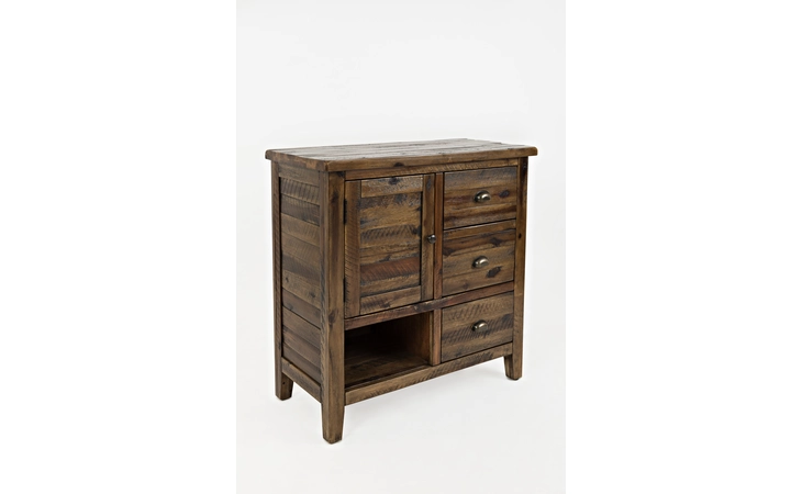 1742-32 ARTISAN'S CRAFT COLLECTION ACCENT CHEST W/CABINET, 3 DRAWERS, OPEN STORAGE ARTISAN'S CRAFT COLLECTION