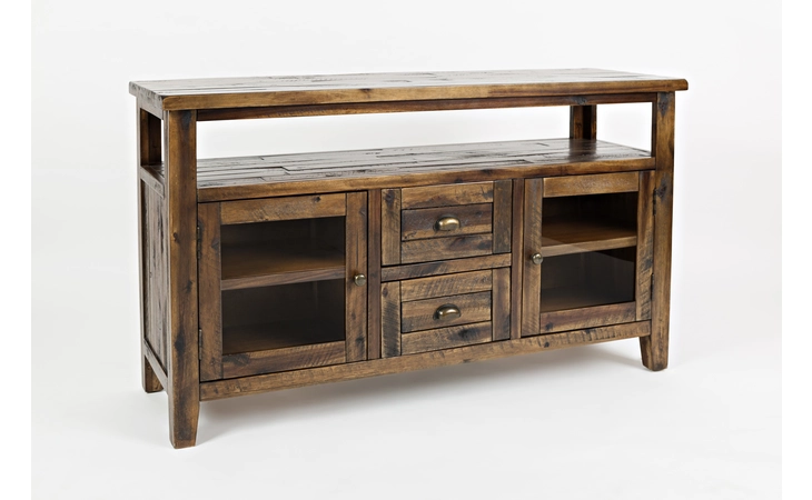 STORAGE CONSOLE W/2 GLASS DOORS, 2 SHELVES, OPEN STORAGE ARTISAN'S CRAFT COLLECTION JOFRAN ARTISAN'S CRAFT COLLECTION  1742-54