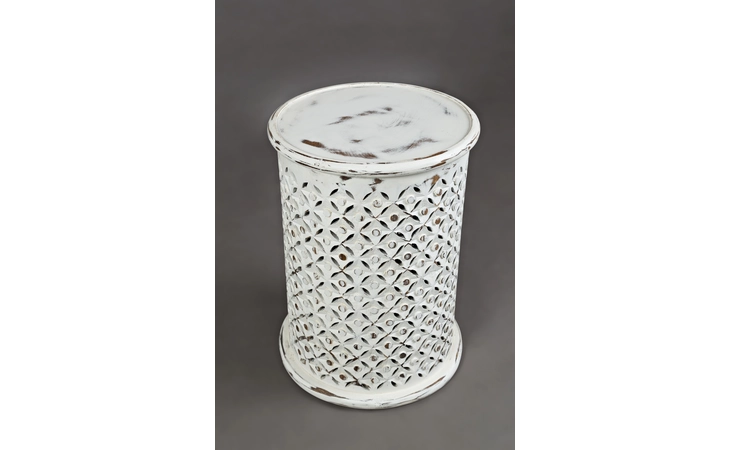 GLOBAL ARCHIVE COLLECTION DECKER LARGE DRUM ACCENT TABLE- ANT WHITE GLOBAL ARCHIVE COLLECTION JOFRAN  1730-17AW