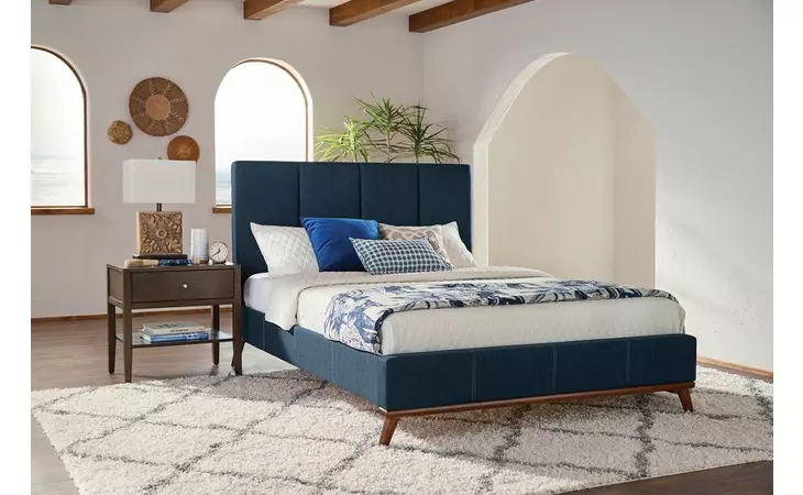 300626Q  CHARITY BLUE UPHOLSTERED QUEEN BED