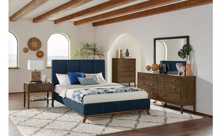 300626KW  CHARITY BLUE UPHOLSTERED CALIFORNIA KING BED