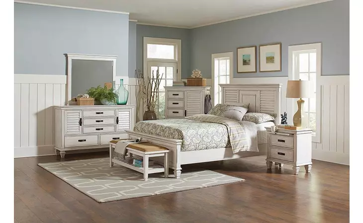 205331KW  FRANCO ANTIQUE WHITE CALIFORNIA KING BED