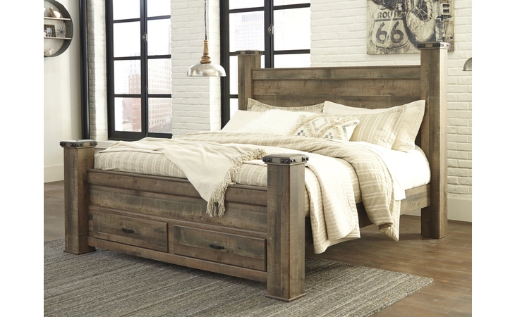 Trinell KING POSTER STORAGE FOOTBOARD ASHLEY Brown B446-66S