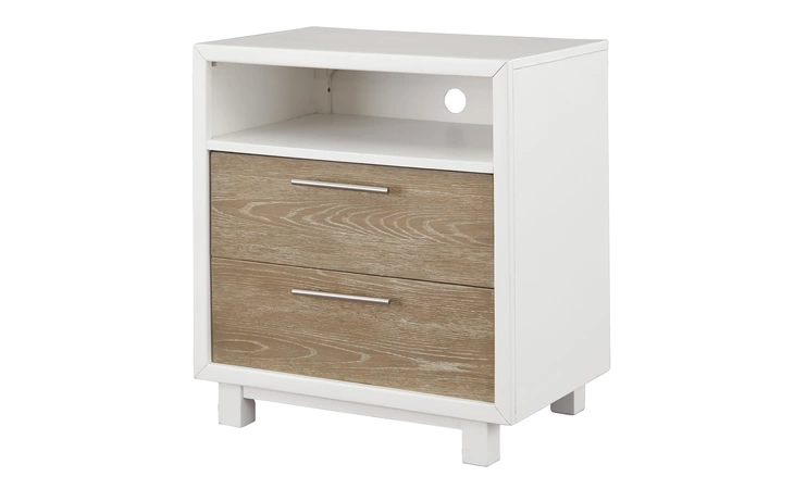 GARDOMI - WHITE/LIGHT BROWN TWO DRAWER NIGHT STAND GARDOMI WHITE LIGHT BROWN ASHLEY  B632-92