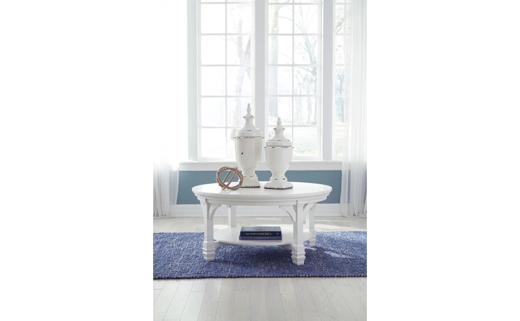 T371-8 ROUND COFFEE TABLE MINTVILLE WHITE OCCASIONAL ASHLEY  T371-8