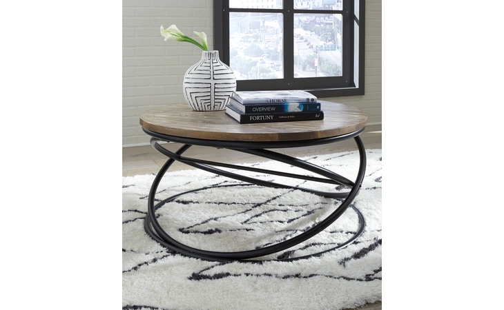 CHARLIBURI ROUND COFFEE TABLE CHARLIBURI BROWN BLACK ASHLEY  T644-8