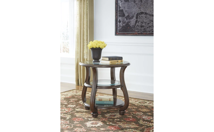 YEXENBURG ROUND END TABLE YEXENBURG DARK BROWN ASHLEY  T819-6