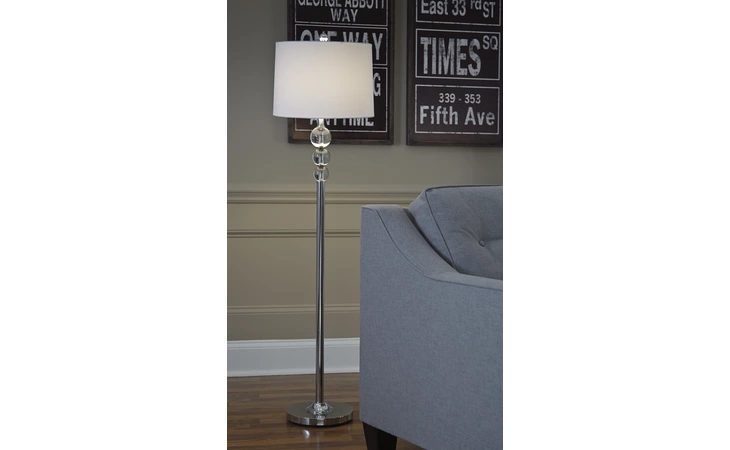Joaquin CRYSTAL FLOOR LAMP (1/CN) ASHLEY Clear/Chrome Finish L428081