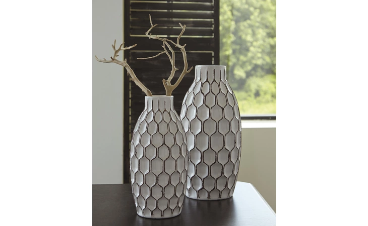 Dionna VASE SET (2/CN) ASHLEY White A2000329