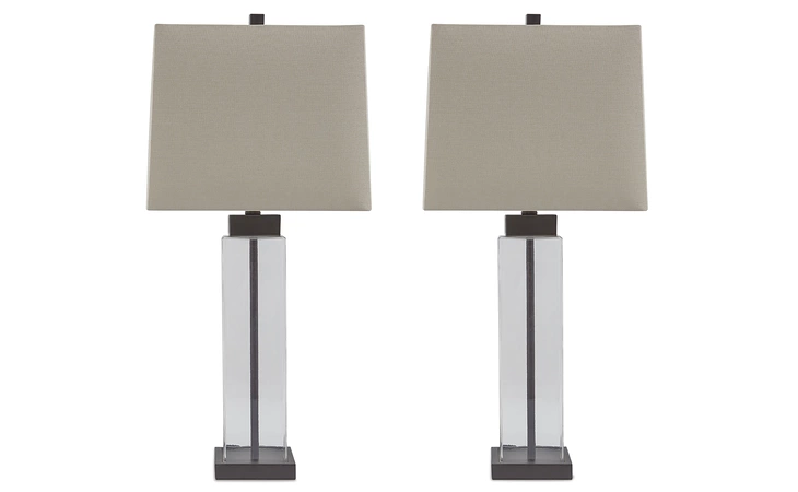 Alvaro GLASS TABLE LAMP (2/CN) ASHLEY Clear/Bronze Finish L431374