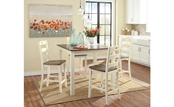 Woodanville SQUARE COUNTER TBL SET (5/CN) ASHLEY Cream/Brown D335-223