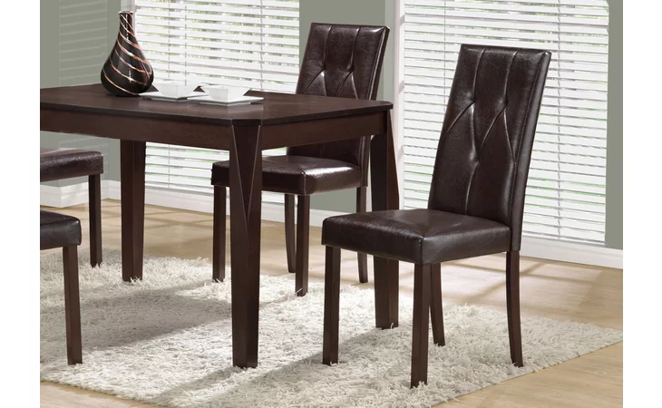 I1181  DINING CHAIR - 2PCS - 38 H - DARK BROWN LEATHER-LOOK