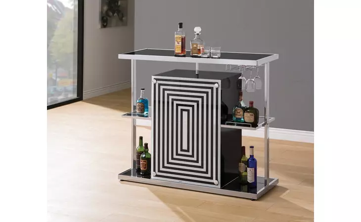 130076 2-TIER BAR UNIT GLOSSY BLACK AND WHITE COASTER  130076