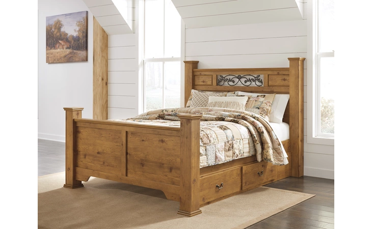 Bittersweet QUEEN POSTER RAILS ASHLEY FURNITURE Light Brown B219-96