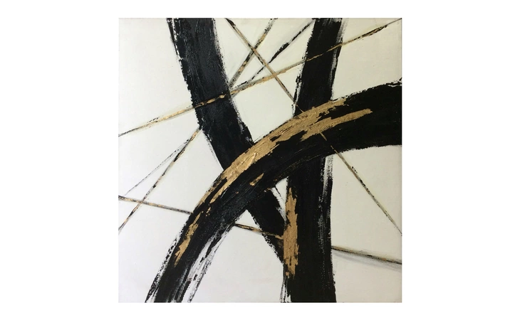 JA04KM4242 ART PAINTING, BLK STRIPES, NO FRAME, L42