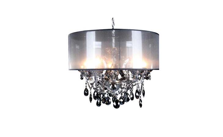10423-SMK-S SMOKE CRYSTAL CHANDELIER W A SMOKE DRUM SHADE BETHEL INTERNATIONAL  10423-SMK-S