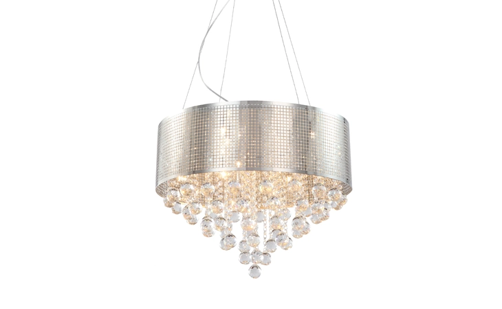 GL65 CHROME DRUM SHADE W CRYSTAL BALL DROPS BETHEL INTERNATIONAL  GL65