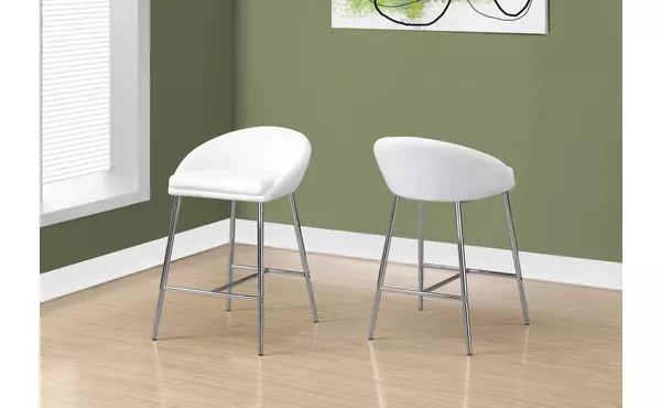 I2296 BARSTOOL - 2PCS / WHITE / CHROME BASE / COUNTER HEIGHT MONARCH SPECIALTIES  I2296
