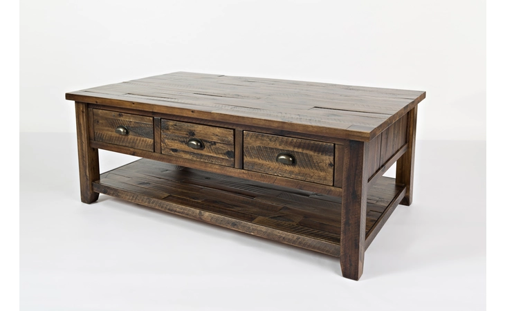 ARTISAN'S CRAFT COLLECTION COFFEE TABLE W/PULL THROUGH DRAWERS - CASTERED ARTISAN'S CRAFT COLLECTION JOFRAN  1742-1