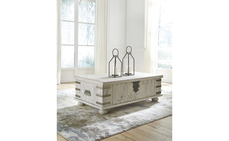 Carynhurst LIFT TOP COFFEE TABLE ASHLEY White Wash Gray T757-9