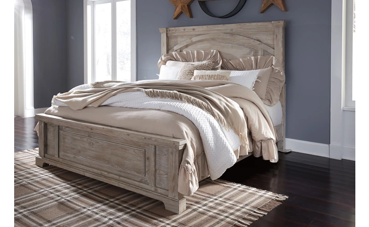 Charmyn - Whitewash QUEEN PANEL HEADBOARD/CHARMYN ASHLEY Queen Panel Headboard B722-57