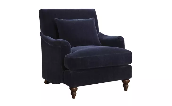 902899  UPHOLSTERED ACCENT CHAIR WITH TURNED LEGS MIDNIGHT BLUE