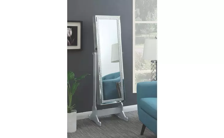 902779 JEWELRY CHEVAL MIRROR WITH CRYTAL TRIM SILVER COASTER  902779