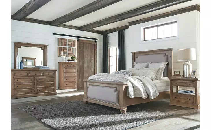 205171Q  FLORENCE TRADITIONAL RUSTIC SMOKE AND GREY QUEEN BED