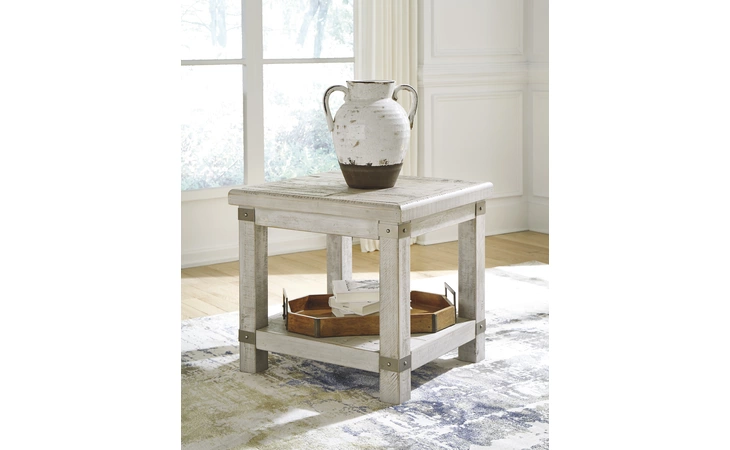 Carynhurst RECTANGULAR END TABLE ASHLEY White Wash Gray T757-3