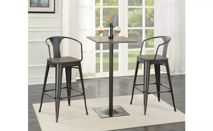 100730 SQUARE BAR TABLE DARK ELM AND MATTE BLACK COASTER  100730