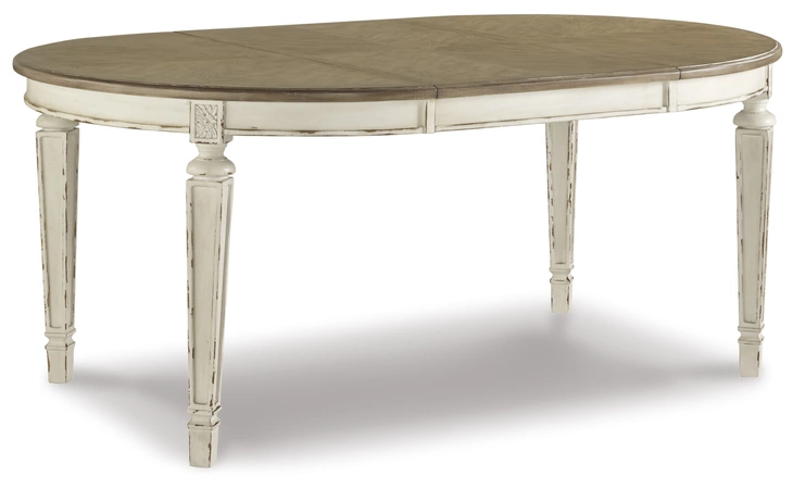 Realyn OVAL DINING ROOM EXT TABLE ASHLEY Chipped White D743-35