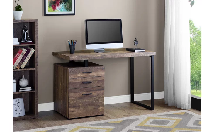 I7408  COMPUTER DESK - 48 L - BROWN RECLAIMED WOOD - BLACK METAL