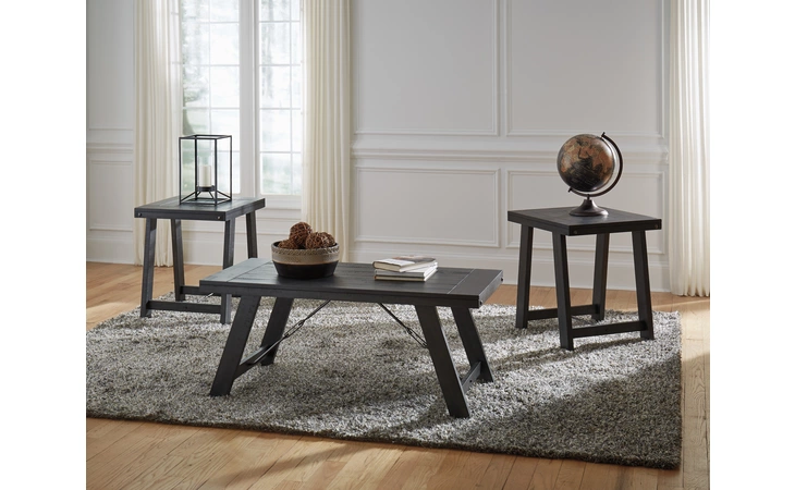 Noorbrook OCCASIONAL TABLE SET (3/CN) ASHLEY Black/Pewter T351-13