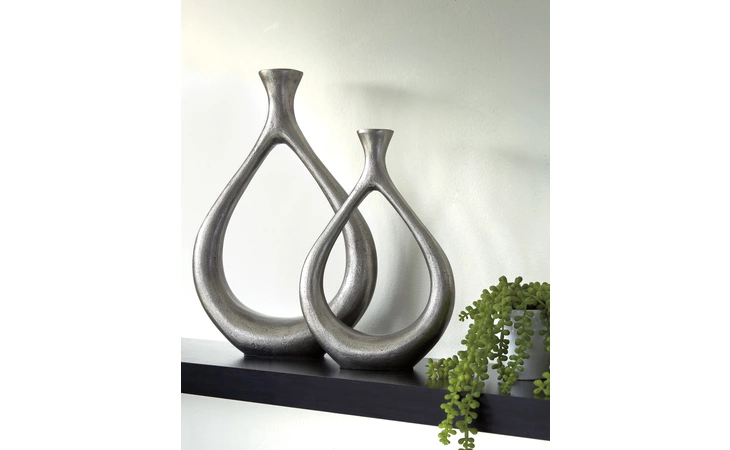 Dimaia VASE (SET OF 2) (2/CS) ASHLEY Antique Silver Finish A2000348