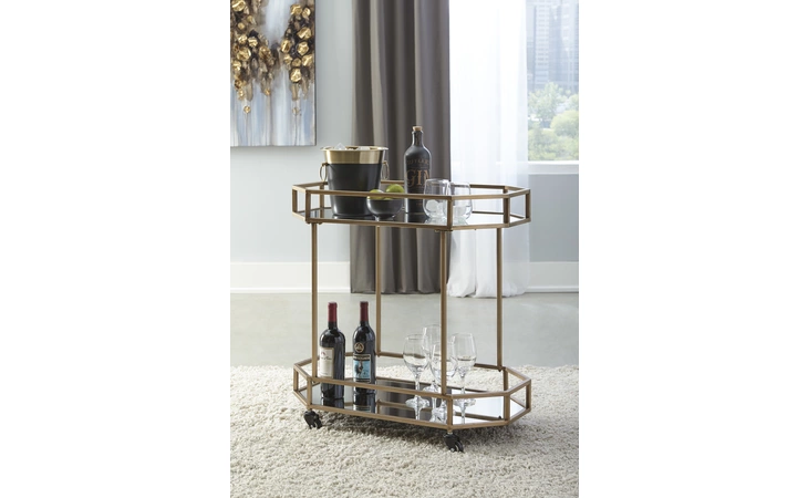 Daymont BAR CART ASHLEY FURNITURE Gold Finish A4000102