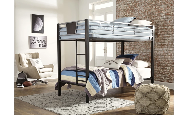 Dinsmore TWIN/TWIN BUNK BED W/LADDER ASHLEY Black/Gray B106-59