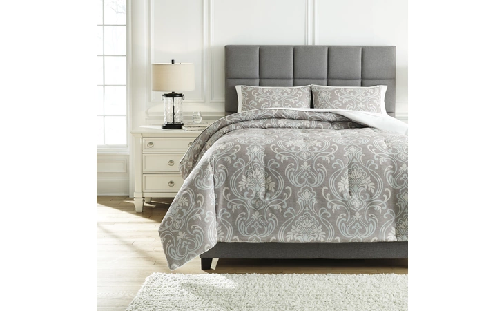 Noel KING COMFORTER SET ASHLEY Gray/Tan Q780003K