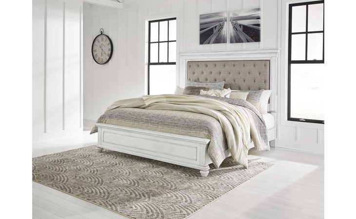Kanwyn QUEEN UPH PANEL HEADBOARD ASHLEY Whitewash B777-157