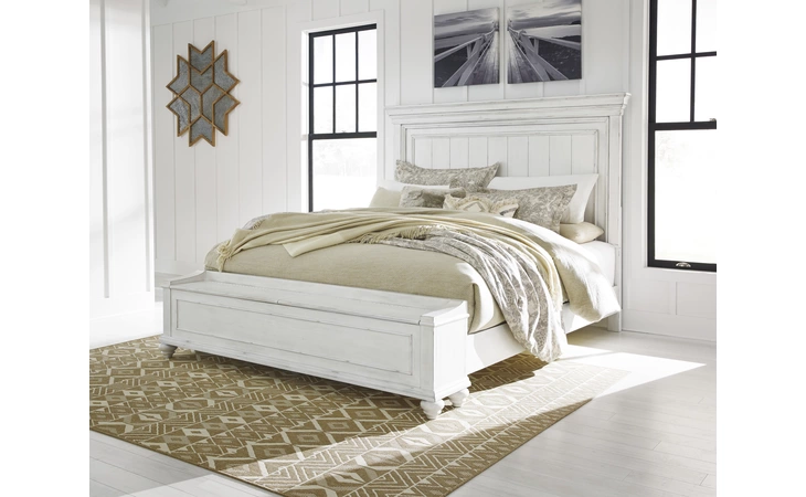 Kanwyn QUEEN STORAGE FOOTBOARD ASHLEY Whitewash B777-54S