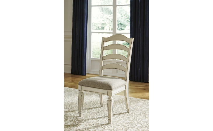 DINING UPH SIDE CHAIR (2/CN) ASHLEY Realyn Chipped White D743-01