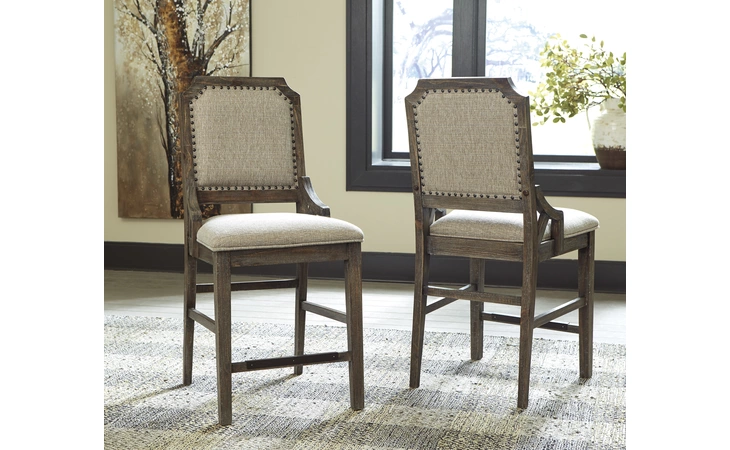 Wyndahl UPHOLSTERED BARSTOOL (2/CN) ASHLEY Rustic Brown D813-124