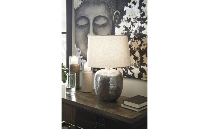 Magalie METAL TABLE LAMP (1/CN) ASHLEY Antique Silver Finish L207314