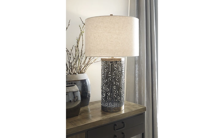 Dayo METAL TABLE LAMP (1/CN) ASHLEY Gray/Gold Finish L207364