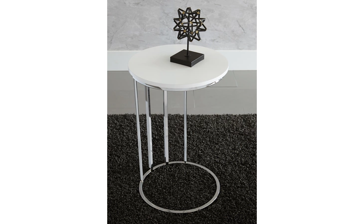 T170-107  ROUND END TABLE DASHARD WHITE OCCASIONAL