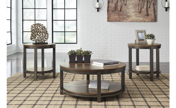 Roybeck OCCASIONAL TABLE SET (3/CN) ASHLEY Light Brown/Bronze T411-13