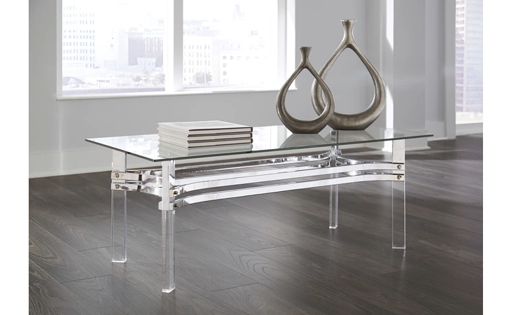 Braddoni RECTANGULAR COFFEE TABLE ASHLEY Chrome Finish T420-1